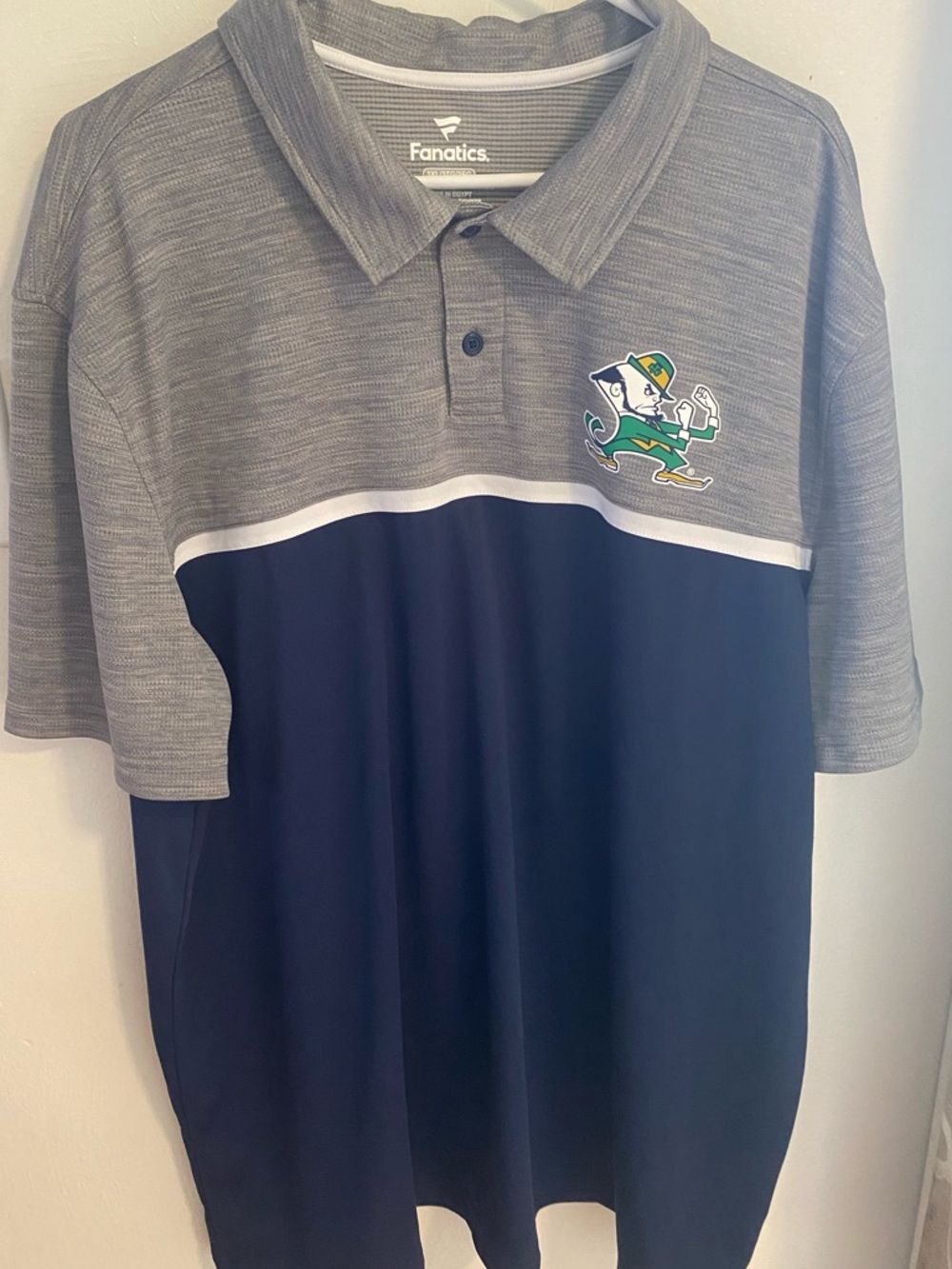 Fanatics Men’s 3XL Notre Dame Fighting Irish Gray/Navy Polo Short
